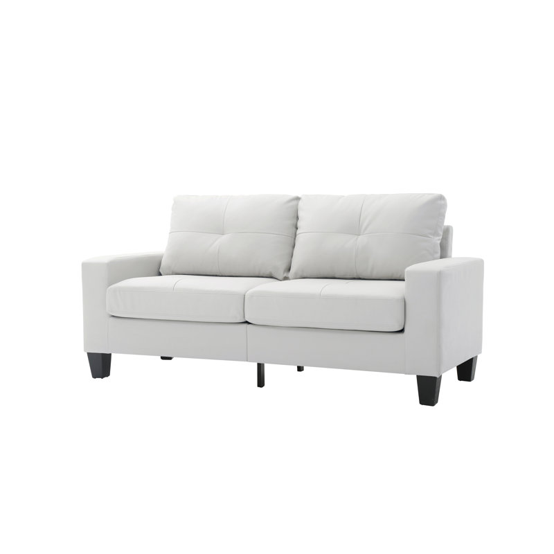 Vegas Upholstered 58'' Loveseat, White Faux Leather, 36" H x 58" W x 32" D