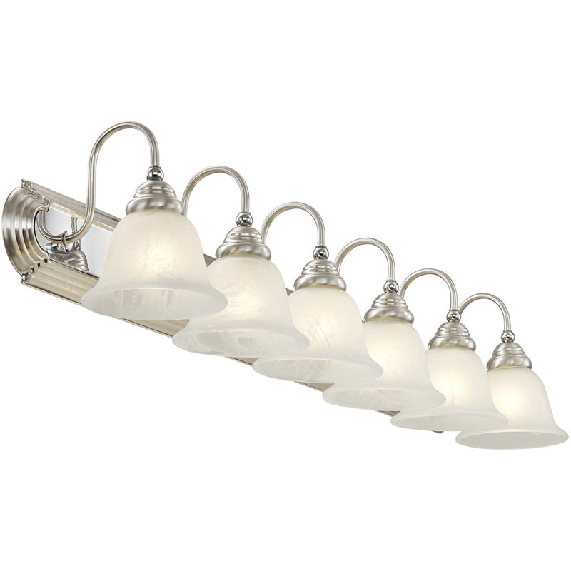 6 - Light Vanity Light, Brushed Nickel/Polished Chrome