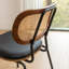 Chaise de salle à manger en cuir avec dossier en rotin Basilina (ensemble de 4)-94398049