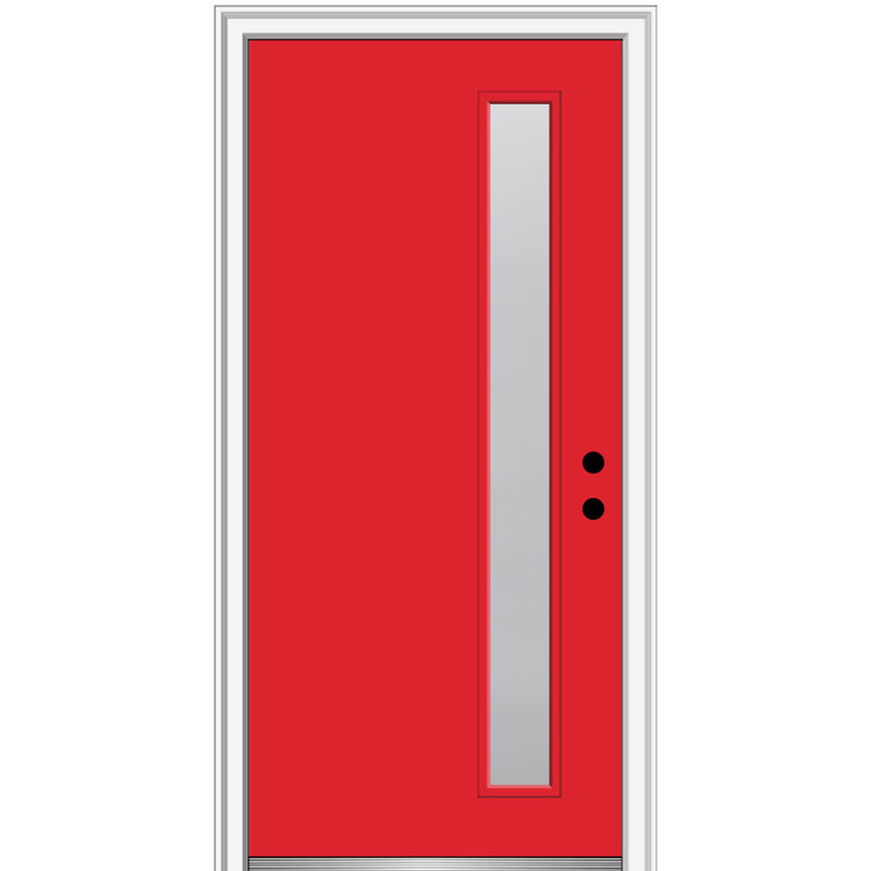 Porte d'entrée pré-suspendue à 1 lumière en acier peint 1 lumière, S'ouvre à droite vers l'intérieur