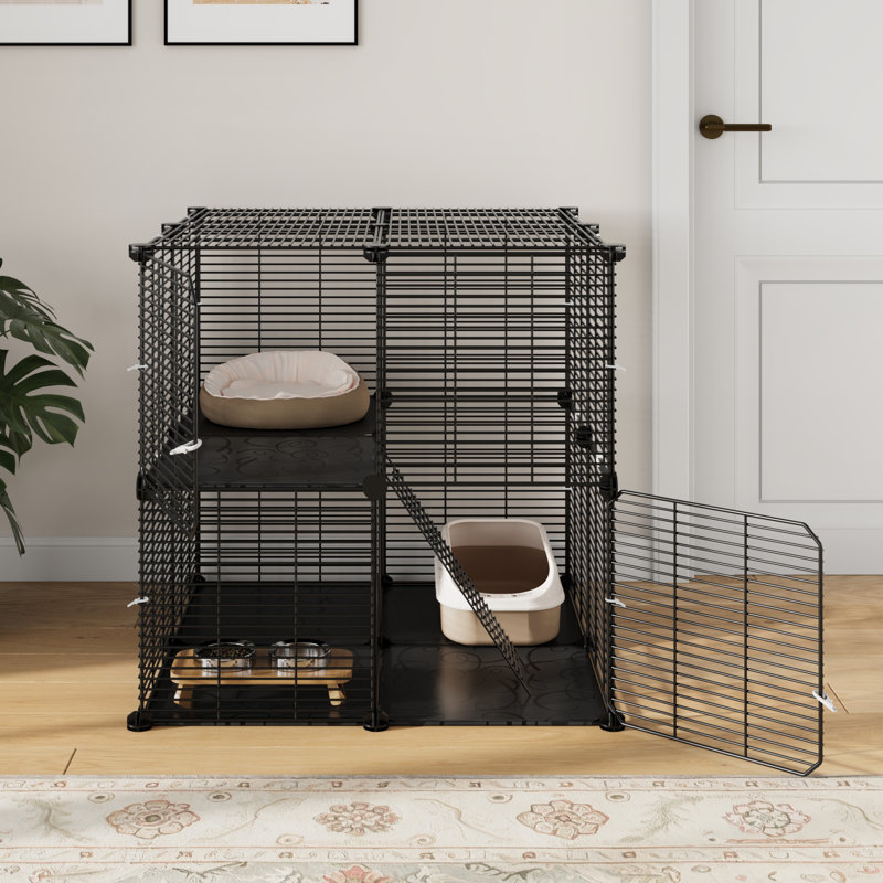 Aleyse Portable Cat Cage, Catio, Black