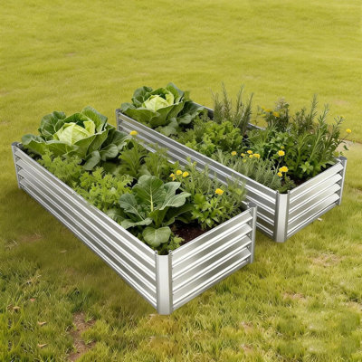 2 Pack 6x1.5 FT Galvanized Raised Garden Beds, Outdoor Metal Planter Boxes for Vegetables