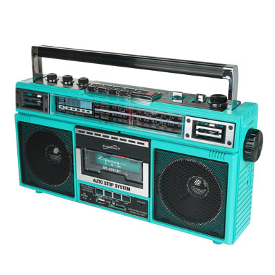 Supersonic® SC-3201BT Retro Bluetooth® Cassette/AM/FM/Shortwave Boom Box, Teal