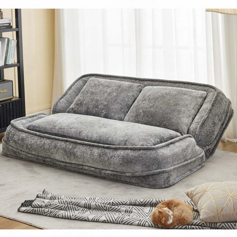 Lit double pour chien avec canapé réglable, Gris