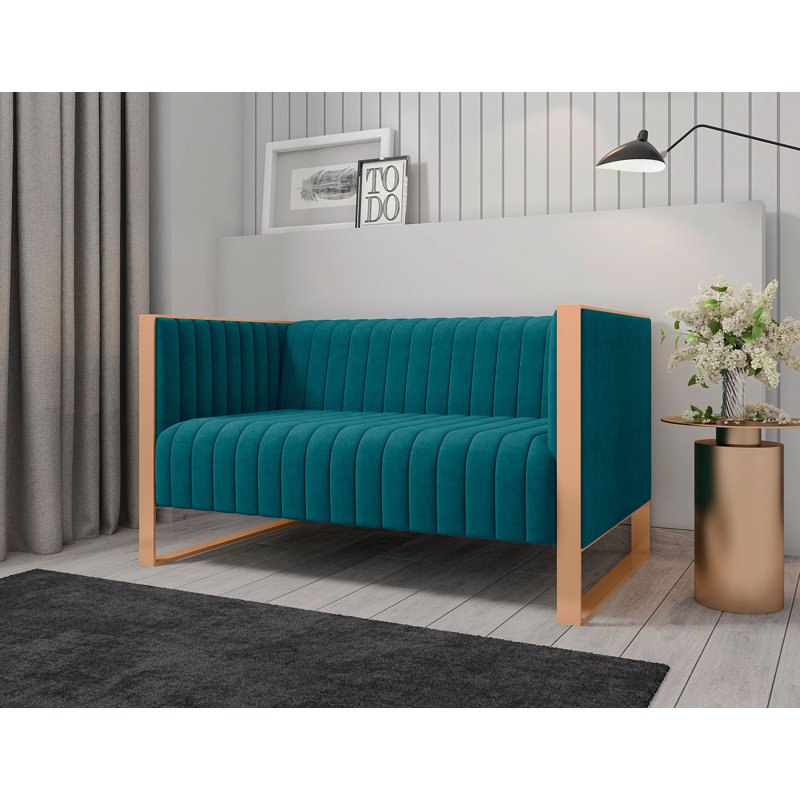 Causeuse en velours bleu sarcelle Trillium, Sarcelle