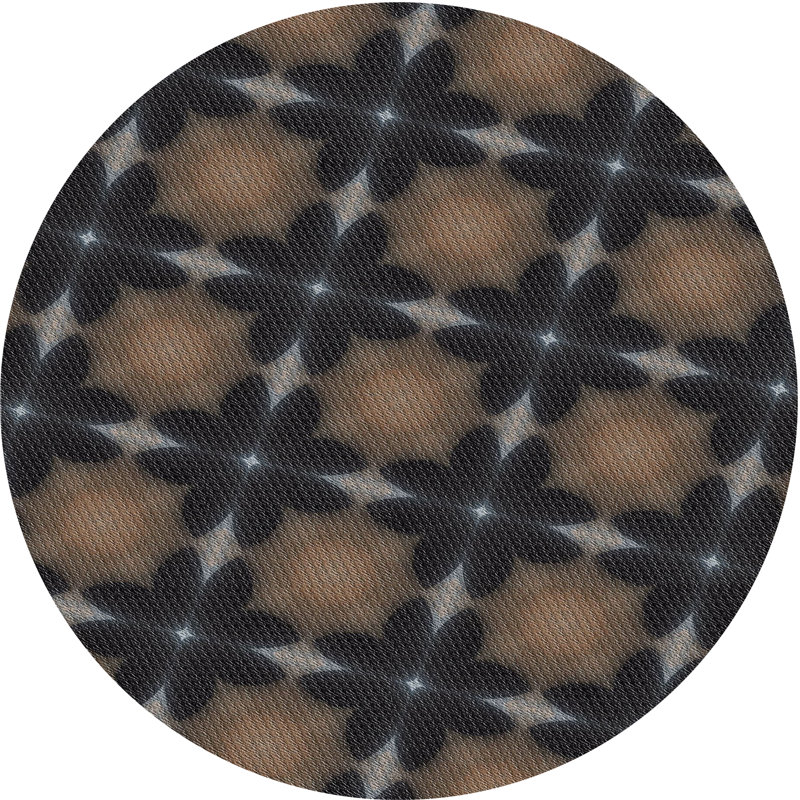 Tapis noir/brun à motifs, Rond 5 pi