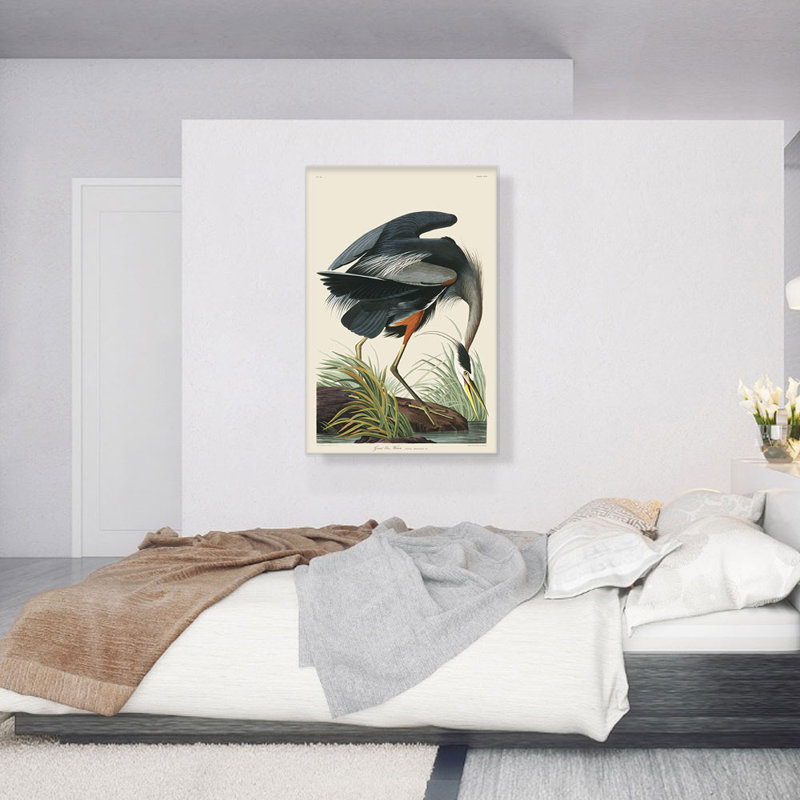 " Great Blue Heron " by James Audubon Painting Print, 40" H x 26" W x 0.75" D