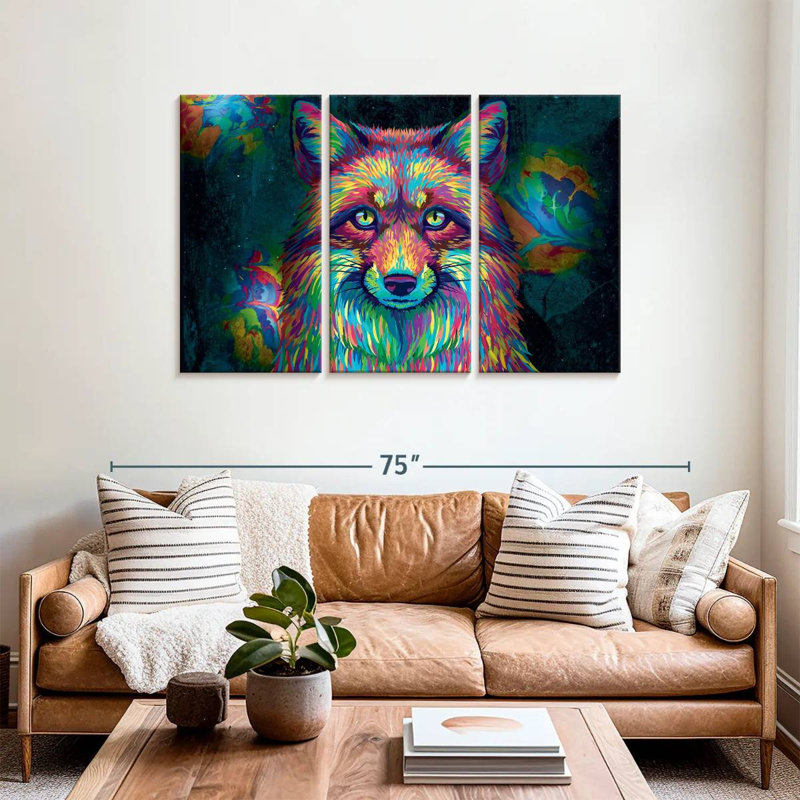 Brampt Rainbow Coloured Fox, 36" H x 57" W
