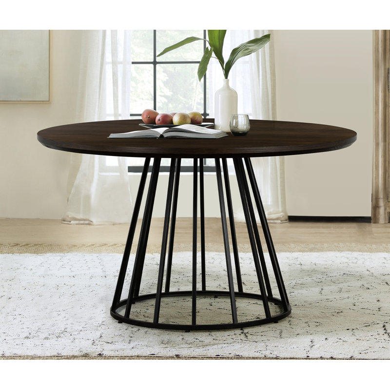 Oak Round Solid Wood Top Dining Table