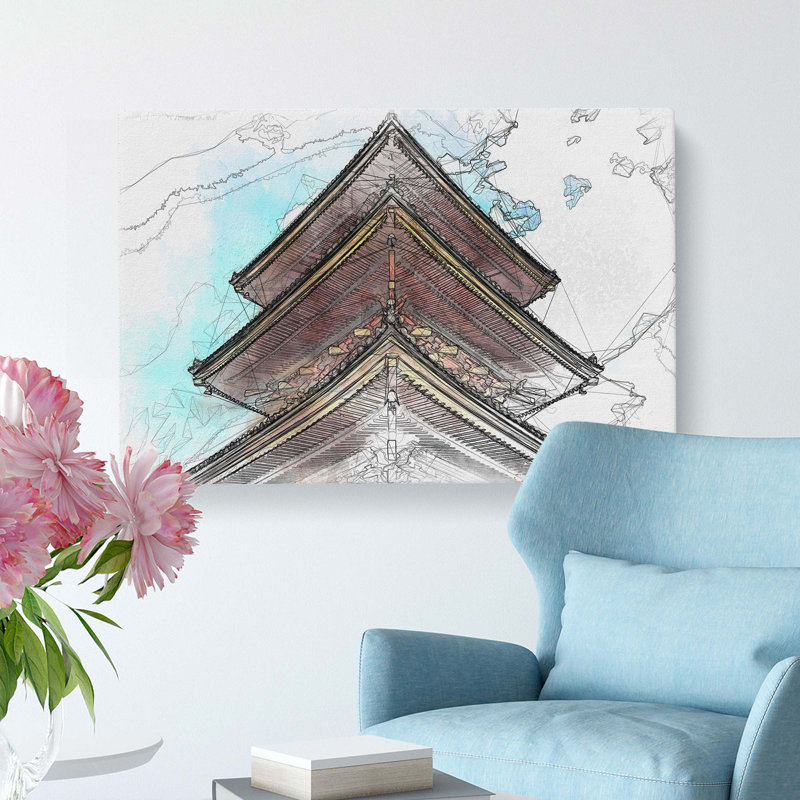 Kiyomizu Dera Pagoda In Japan In Abstract - Wrapped Canvas, 60cm H x 91cm W x 3cm D