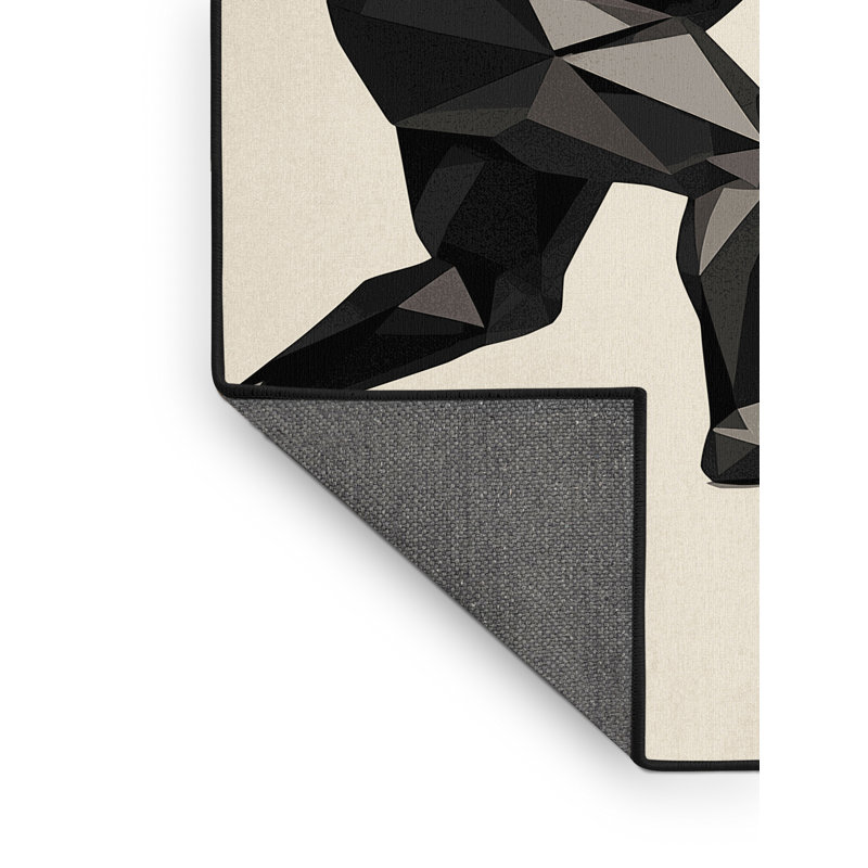 Tapis beige moelleux et moelleux à motif géométrique moderne Sumo Wrestler, 6 X 9