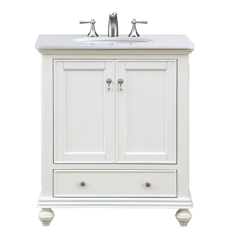 Otto 30'' Single Bathroom Vanity with Top, Antique White, Ivory White