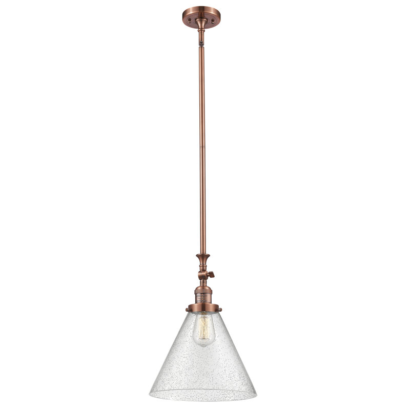 1 - Light Single Pendant, Antique Copper, Clear, 6 Watt Vinage LED Bulb