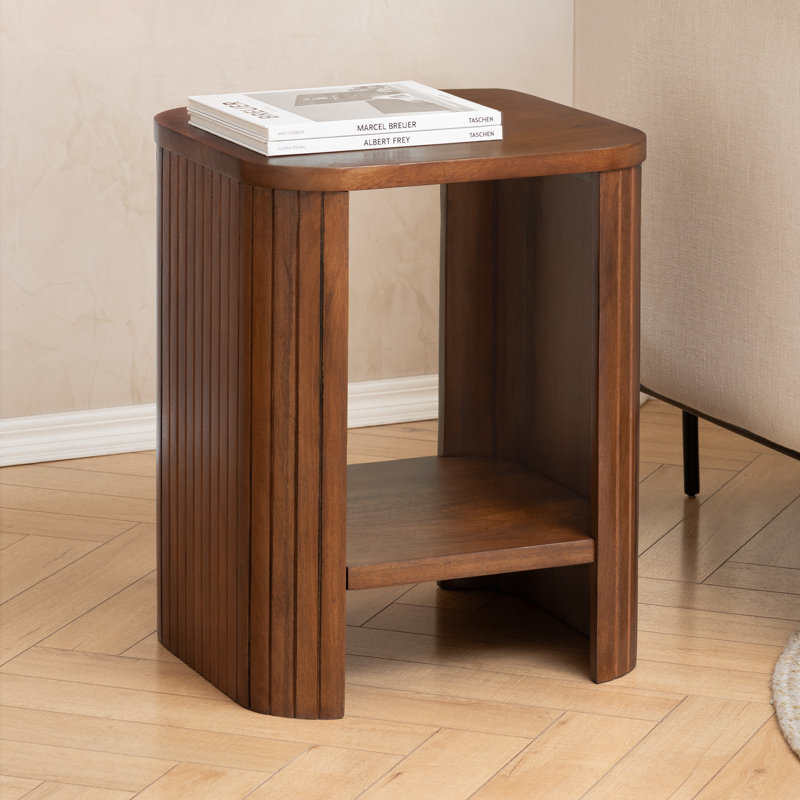 Carlton Solid Wood 2 Tier End Table, Walnut