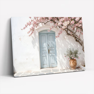 Ensemble de 1 tableau sur toile représentant une porte printanière