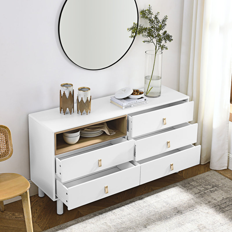 Commode 5 tiroirs Hobert, Blanc