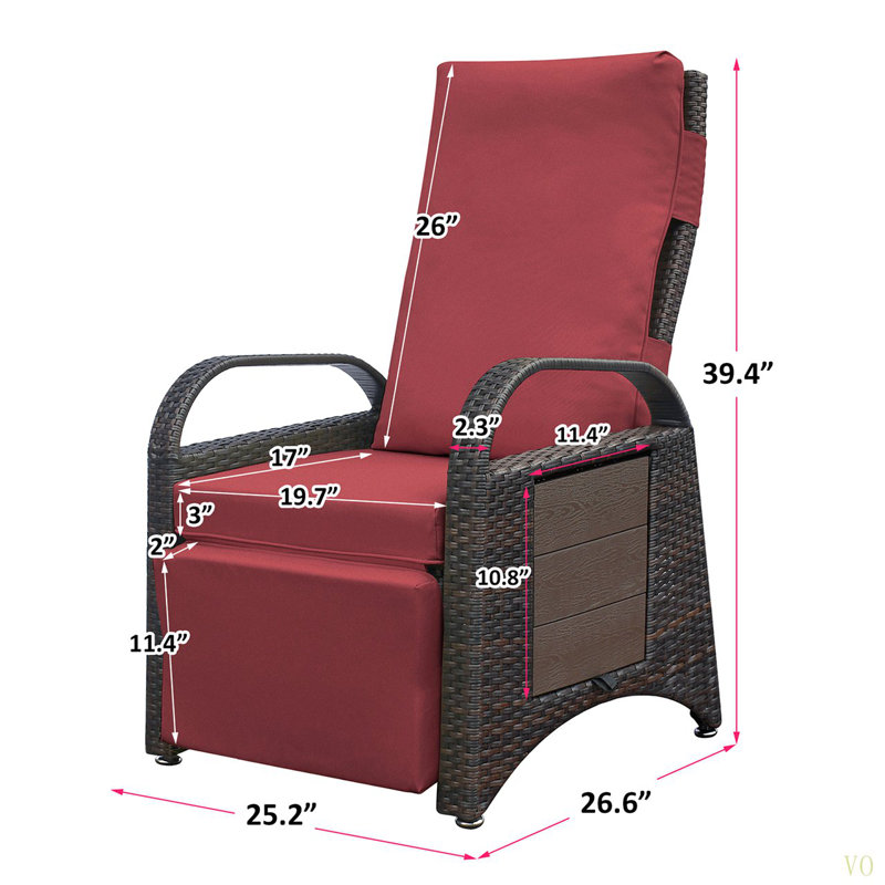 Outdoor Recliner Chair,2 Buckle Adjustment Mechanism Reclining Lounge Chair And Removable Soft Cushion, With Modern Armchair And Ergonomic For Home, Sunbathing Or Relaxation