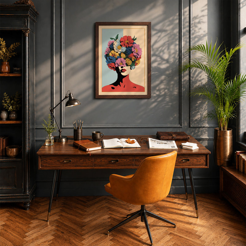 Blooming Crown Botanical - Framed Print, Walnut, A1 - 84.1 x 59.4 cm