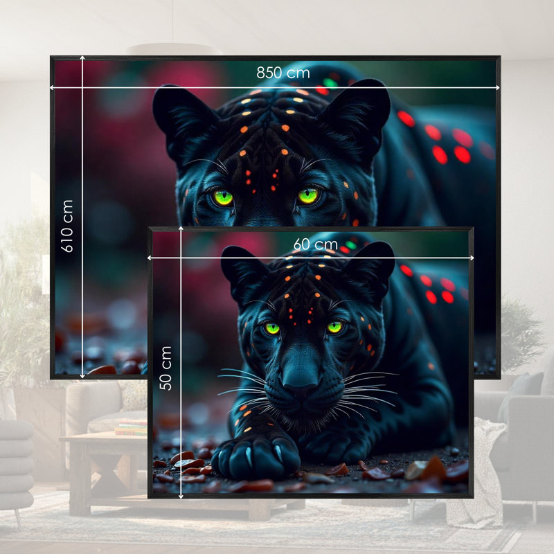 Single Picture Frame LED Illuminated Wall Art Wall Art on Glass / Aluminium, 50 cm H x 60 cm W