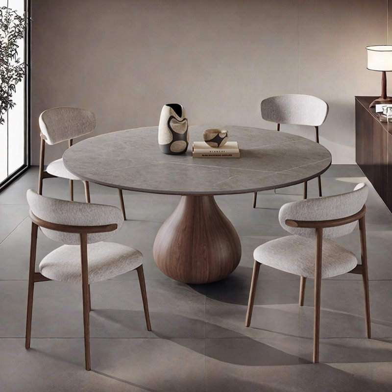 Minimalist modern home round dining table sets, 29.5"H x 47.2"L x 47.2"W