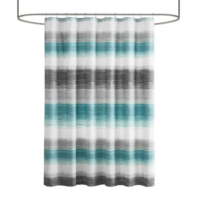 Stripe Print Shower Curtain Aqua/Grey 72X72"