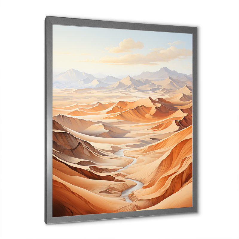 Désert du désert, impression de minimalisme sur toile, Cadre simple argenté, H 44 po x l 34 po x P 1,5 po