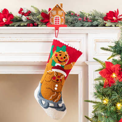 21"L Hooked Stocking, Gingerbread Man