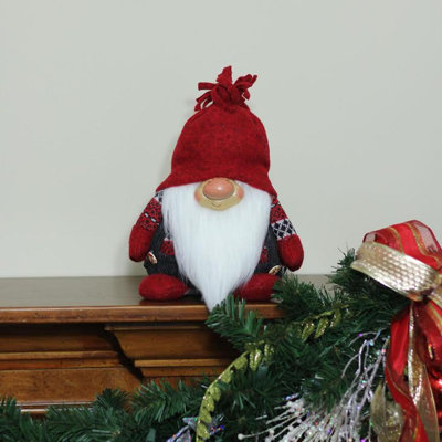 Décoration de table de Noël gnome gris anthracite et rouge «Doug»