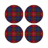 Tartan Blue Vegan Leather Round Coasters