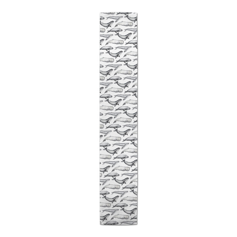 Buncie Rectangle Polyester Table Runner, Gray, 90" x 16"