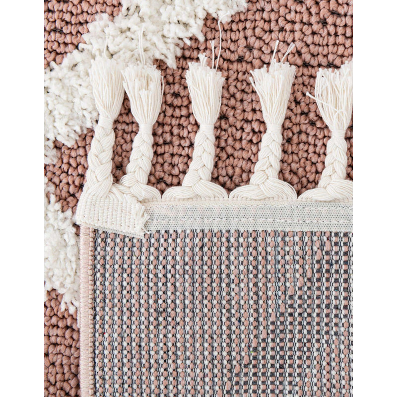 Tapis rose en polyester tissé à la machine Randal, Tapis de couloir 2 pi x 8 pi