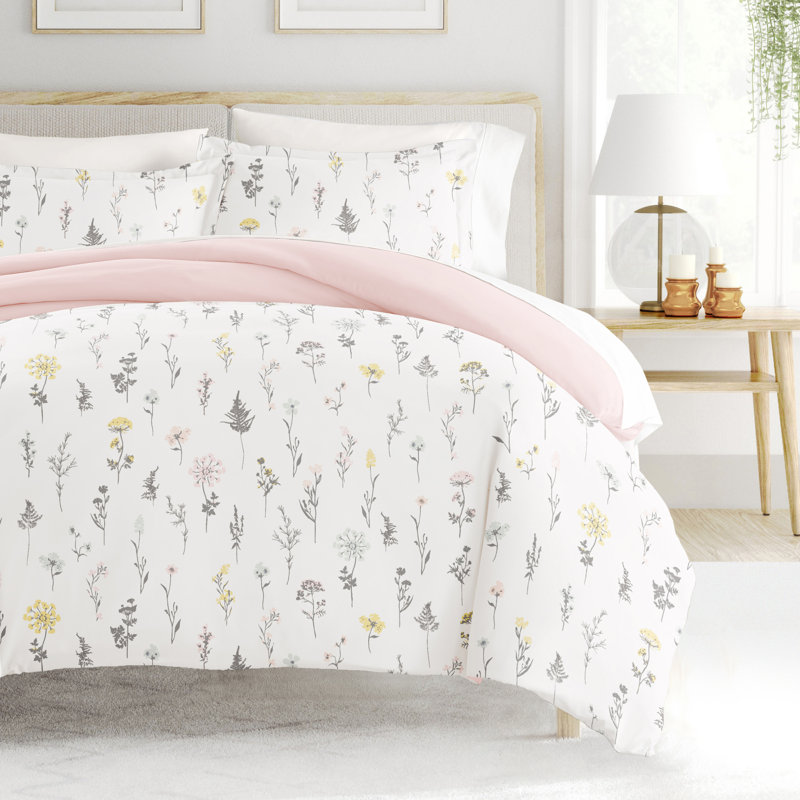 Patterned Ultra Soft 3 Piece Duvet Cover Set - Serenity, Twin/TwinXL, Wildflower Pink