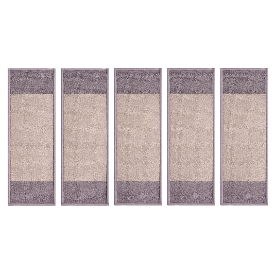 Non-Slip Loop Pile Gray Stair Tread (Set of 5) Latitude Run®
