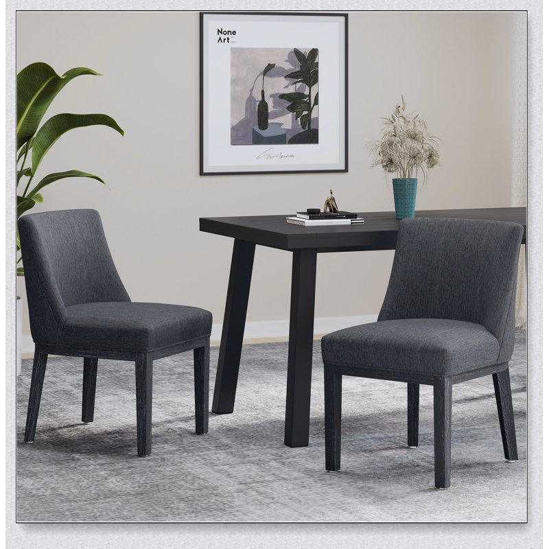 Fabric Upholstered Dining Chair Set with 4 Wood Legs， Upholstered Back