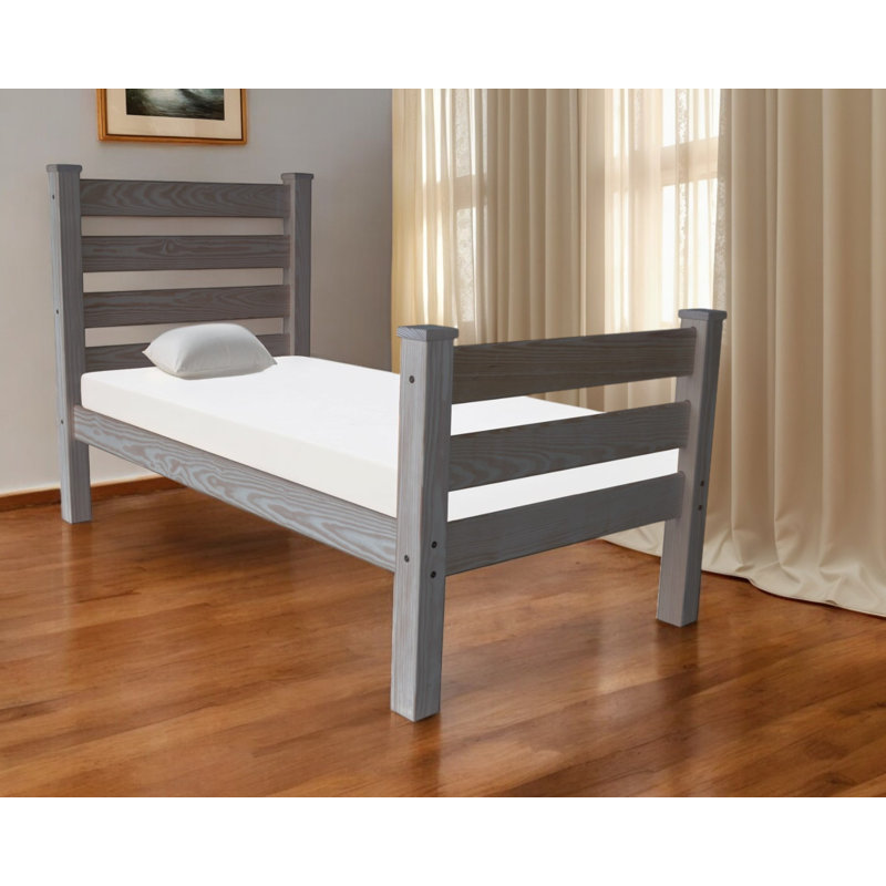 Gray Solid Wood Twin Bed Frame