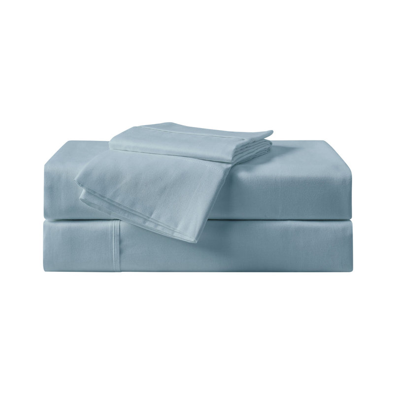 Ensemble de draps en coton 300TC 4 pièces Perry Ellis, Grand lit, Bleu pastel