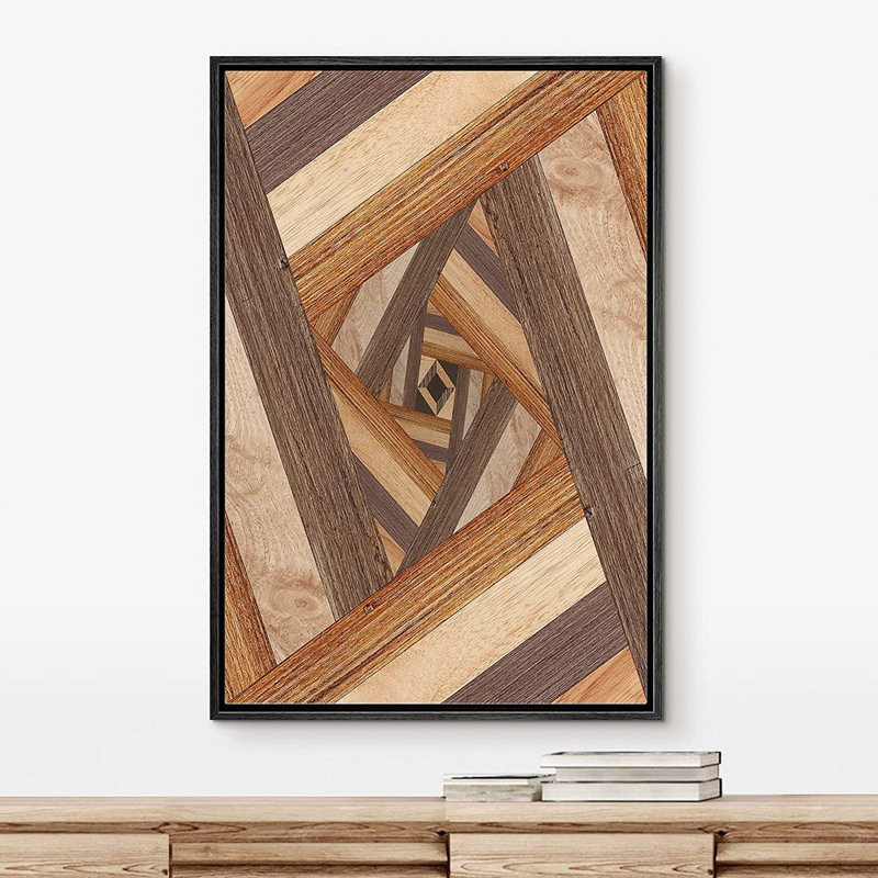 Motif d'illusion géométrique brun torsadé - reproduction sur toile, Noir, L 16 po x H 24 po