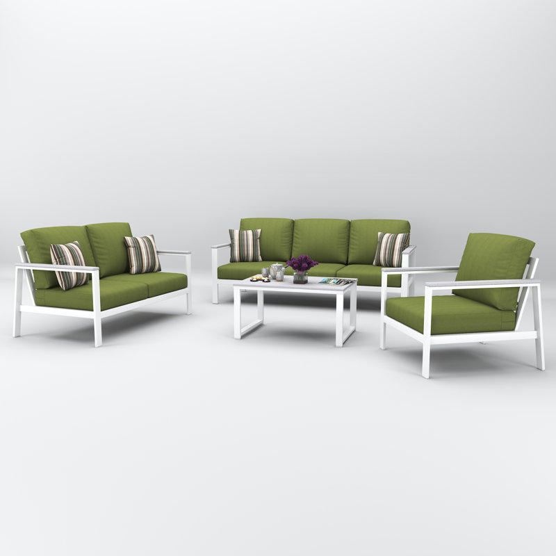 Townsend 6-Person Sunbrella® Patio Seating Group, Spectrum Cilantro, White
