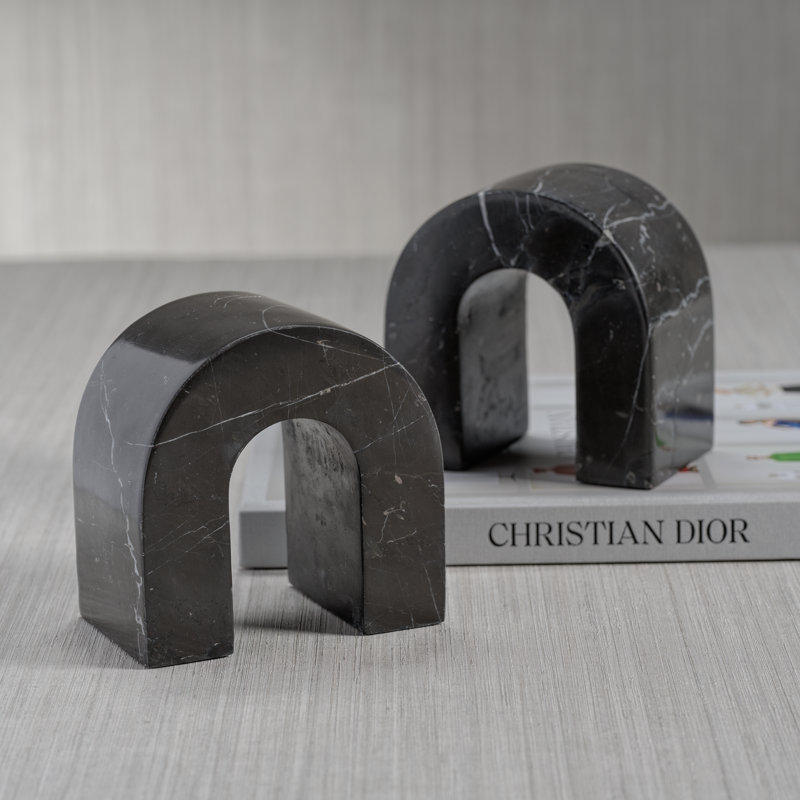 Martil Marble Bookends, Black