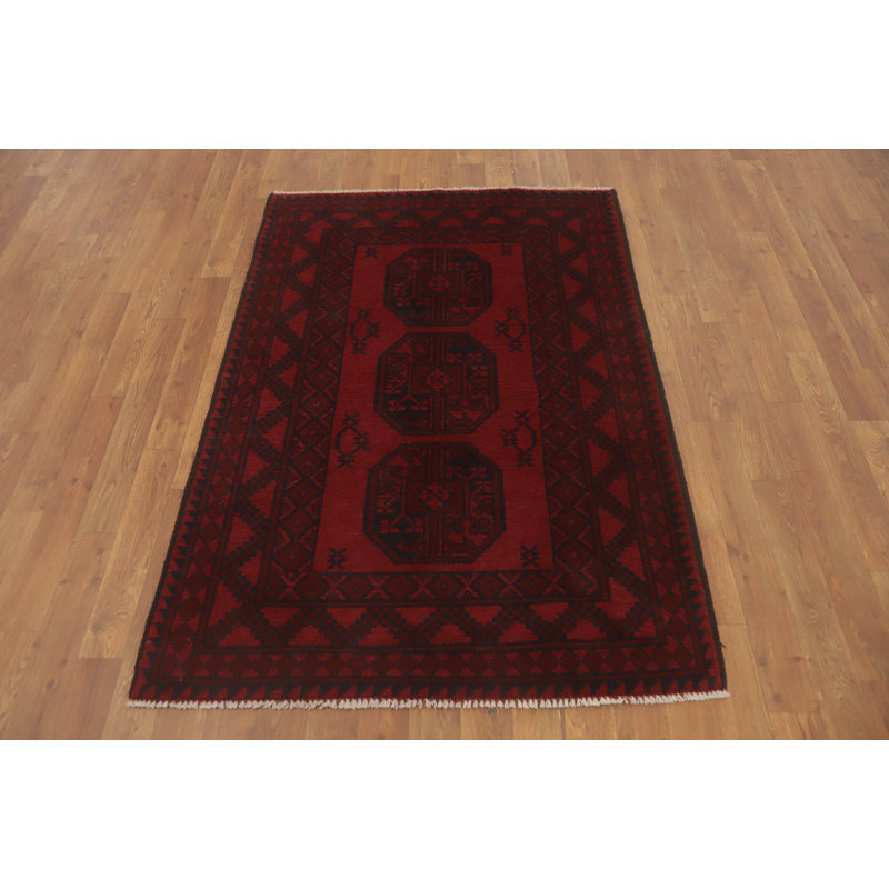 Tapis décoratif à motif géométrique oriental afghan 3 x 5
