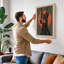 Doberman Rising Geometric - Wrapped Canvas-2071950892-2071950896