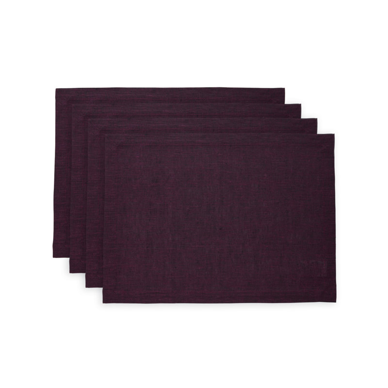 Chambray Burgundy Linen Placemats Set of 4
