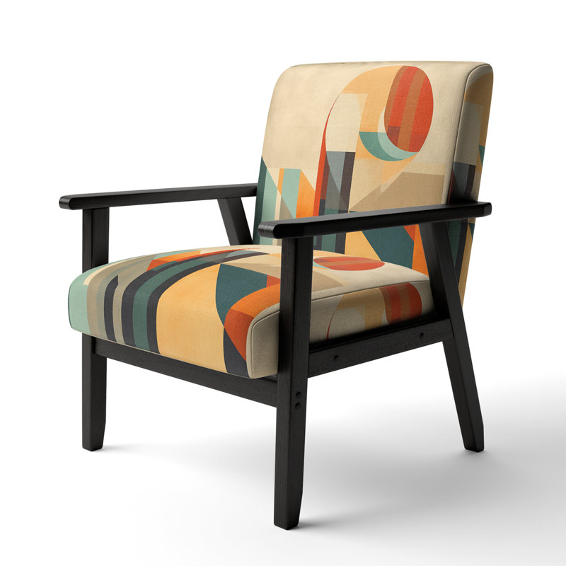 Full Moon Symphony Midcentury Abstract I - Upholstered Mid-Century Modern Arm Chair, Midcentury Abstract Accent Chair