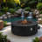Mgo Propane Outdoor Round Fire Pit With Vertical Stripe Design, Steel Burner, Adjustable Flame Control, Lava Rocks And Rain Cover-1406095982