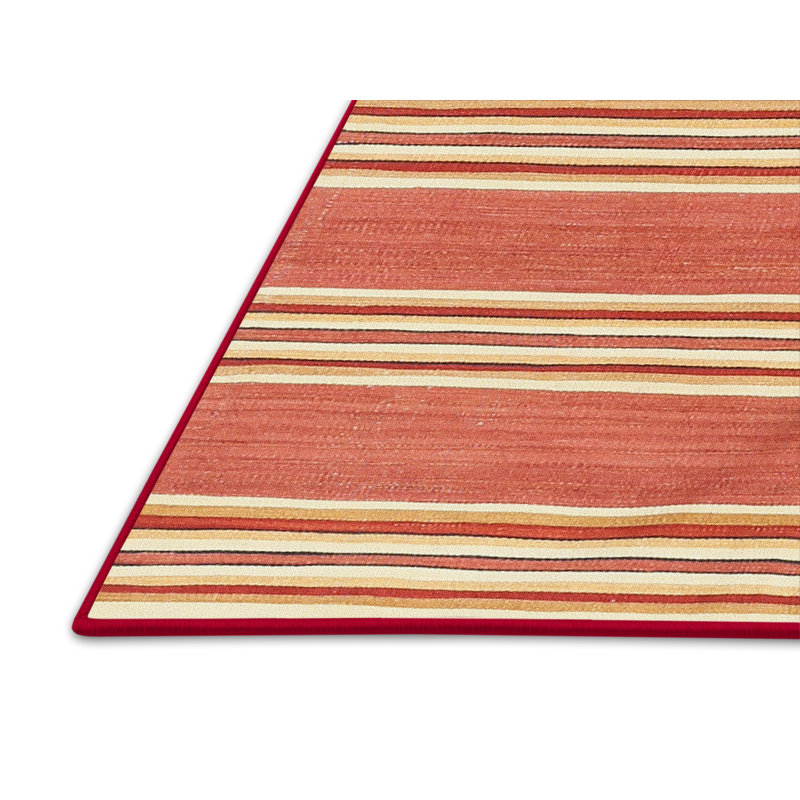 Tapis contemporain orange / jaune, Rectangle 5 pi x 7 pi