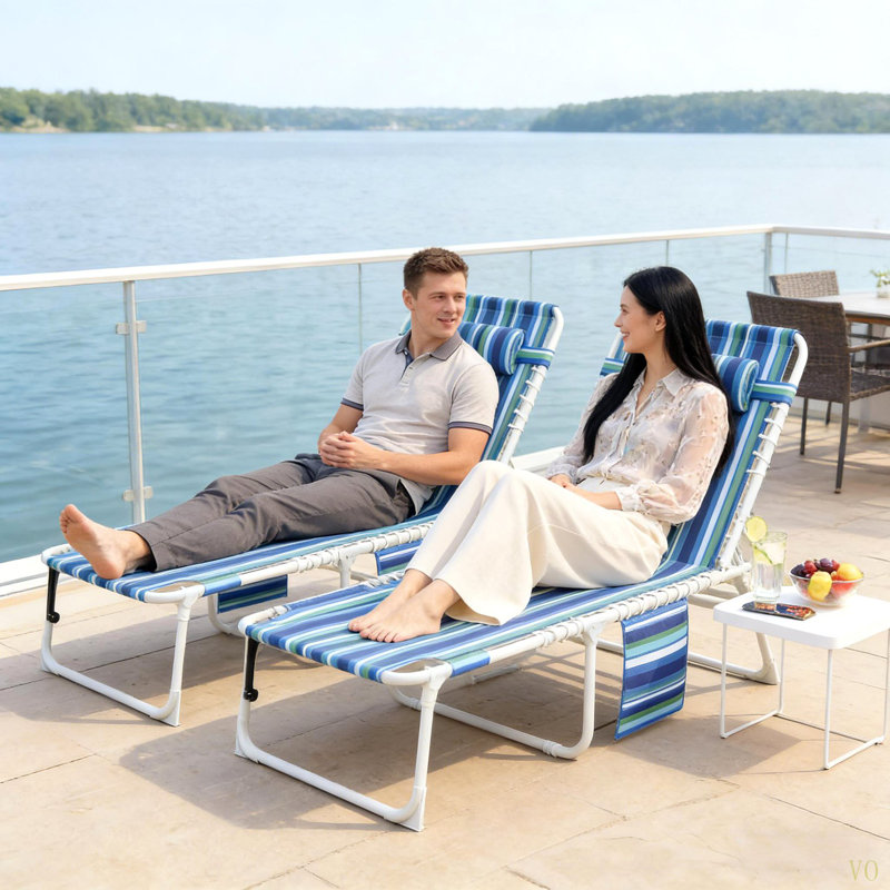 Chaise longue pliante avec trou pour le visage et table d'appoint Gaeden
