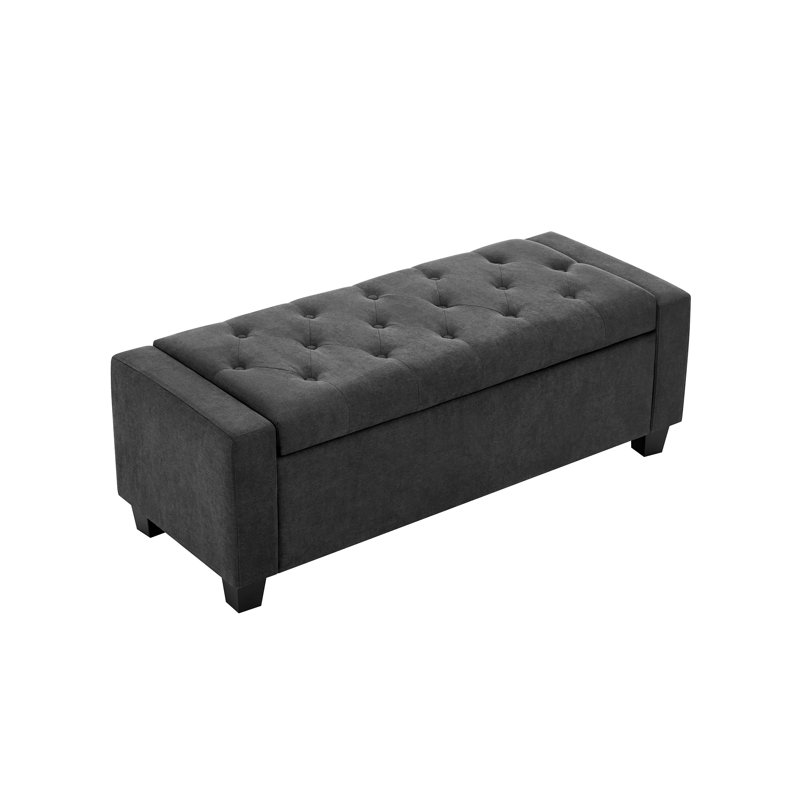 Banc avec repose-pieds 48,4 po avec rangement, Gris foncé