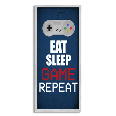 Eat Sleep Game Repeat Pixel Typography Vintage Controller by Kim Allen - Textual Art