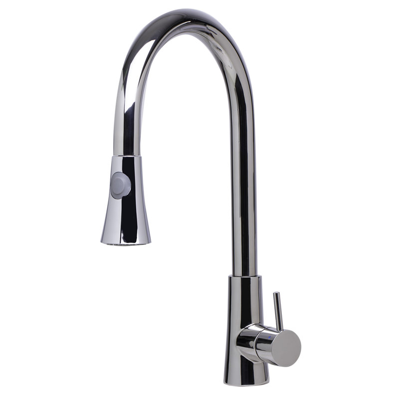Robinet de cuisine à poignée simple, Acier inoxydable poli