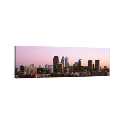 Skyscrapers in a City, Philadelphia, Pennsylvania, USA 1 Piece Wrapped Canvas Panoramic Wall Art